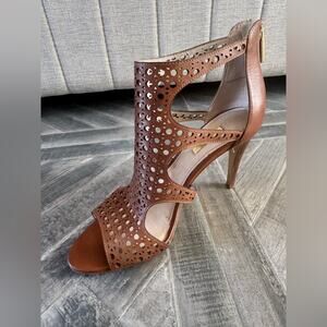 Louise et Cie LO WINNIE 2 Brown Heels – Size 10M – Cutout Zip Sandals